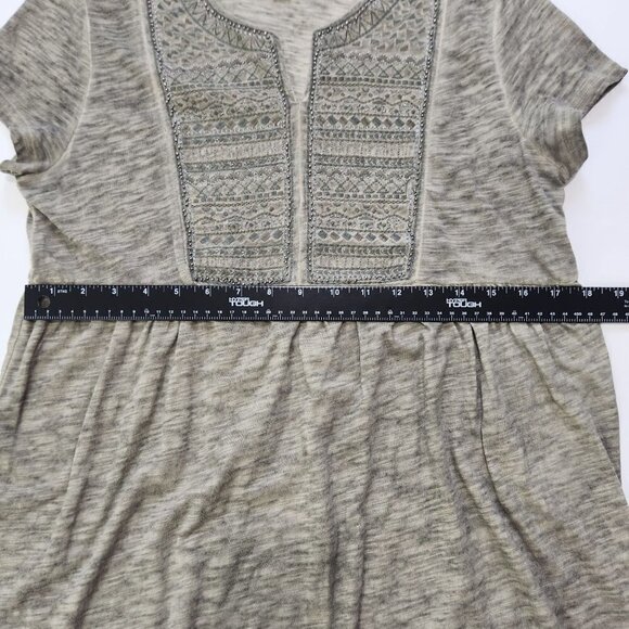 Knox Rose Embroidered Babydoll Top Women M Beaded‎ Garment Dyed Green - Picture 7 of 11
